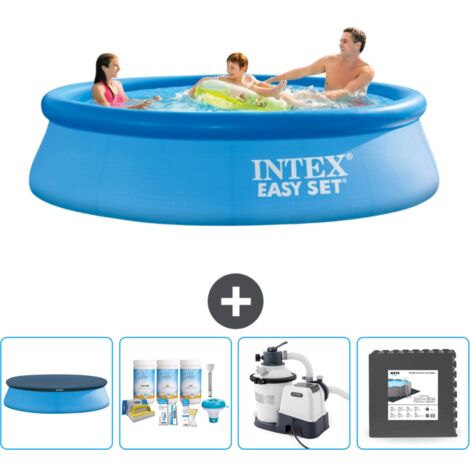 Intex runder aufblasbarer Easy Set-Pool – 305 x 76 cm – Blau – im Lieferumfang enthalten Accessoire CB61 (1/5)