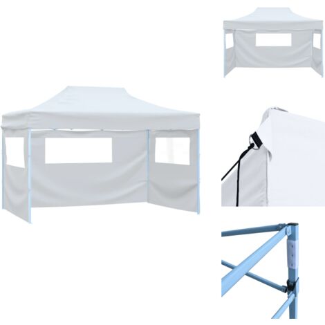 ProfiPartyzelt Faltbar mit 3 Seitenwänden 3×4m Stahl Weiß Outdoor