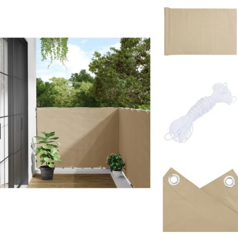 BalkonSichtschutz Beige 120x600 cm OxfordGewebe Balkon Sichtschutz