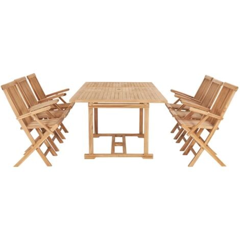 7tlg. GartenEssgruppe 150200 x 100 x 75 cm Massivholz Teak