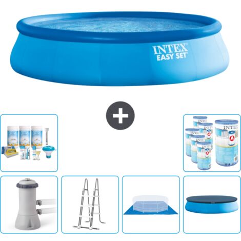 Intex runder aufblasbarer Easy Set-Schwimmpool – 457 x 107 cm – Blau – Inklusive Zubehör CB41 (1/3)
