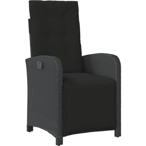 The Living Store Gartensessel mit Fußteil Verstellbar Schwarz Poly