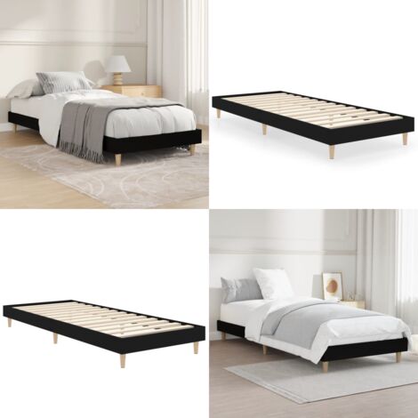 VidaXL Bettgestell Räuchereiche 75x190 Cm – Einzelbett Mit Kopfteil, Lattenrost, Stauraum, Ohne Matratze