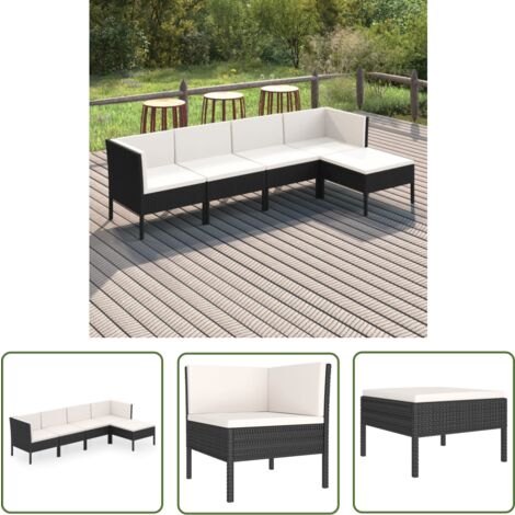 The Living Store 5tlg. GartenLoungeSet mit Auflagen Poly Rattan