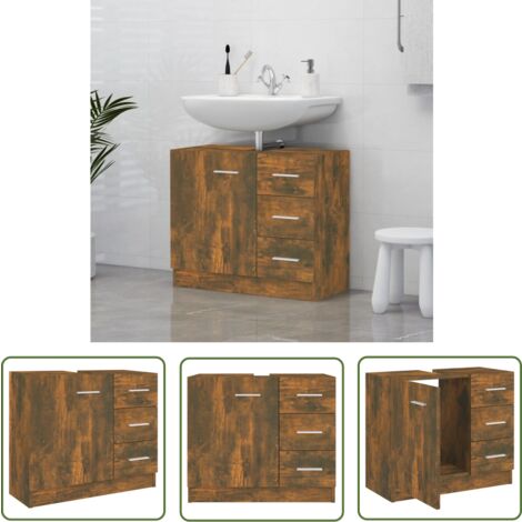 Maison Exclusive Waschbeckenschrank Räuchereiche 63x30x54 cm (1/5)