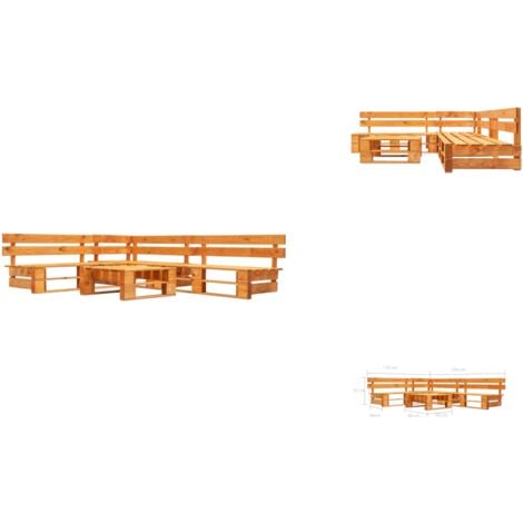 4tlg. GartenLoungeSet aus Paletten Holz Honigbraun