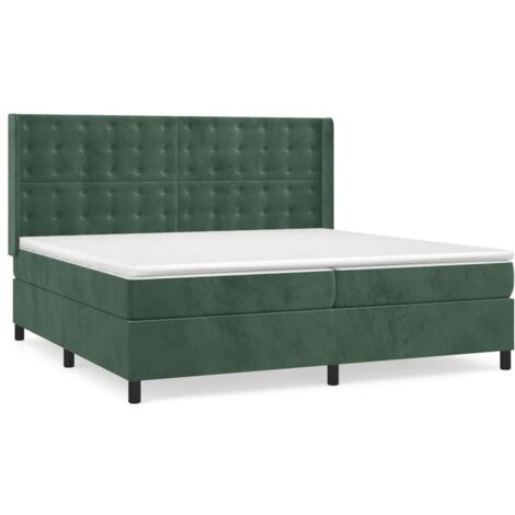 Boxspringbett mit Matratze Dunkelgrün 200x200 cm Samt