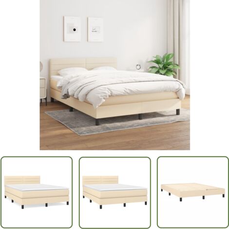 The Living Store Boxspringbett mit Matratze Creme 140x200 cm Stoff - Boxspringbett - Doppelbett - Cremefarbenes Bett - Bettrahmen - Matratze (1/5)