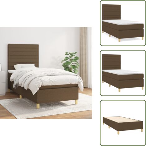 Boxspringbett mit Matratze Dunkelbraun 90x200 cm Stoff