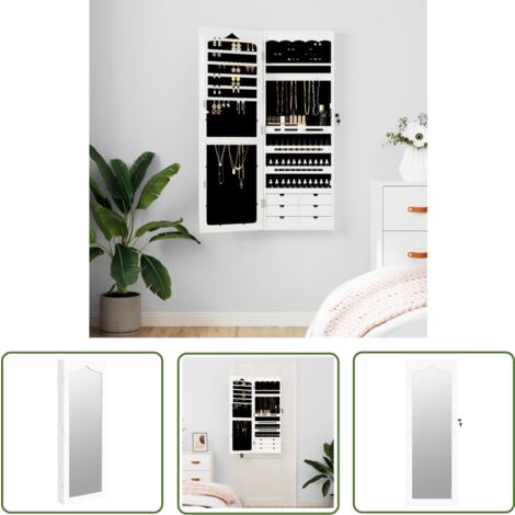 Badezimmer Spiegelschrank Schmuckschrank Mit Spiegel, Freistehender Spiegelschrank Drehbar Mit Dreifarbigen LED-Leuchten & Ganzkörperspiegel, Schmuck-Organizer Schmuckaufbewahrung Mit Schlüsseln (Vintage) VH32652 Wandspiegel Ganzkörperspiegel