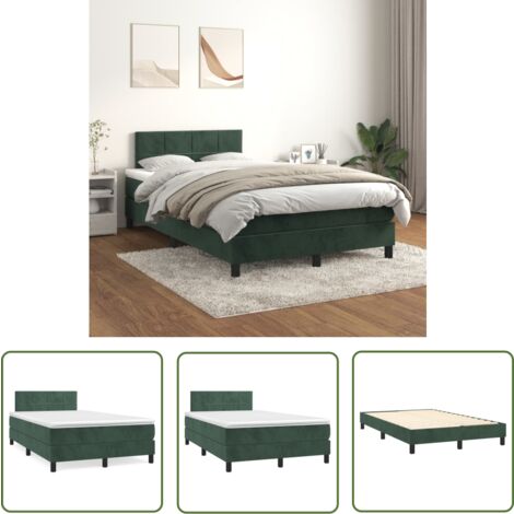 The Living Store Boxspringbett mit Matratze Dunkelgrün 120x200 cm Samt - Samtbett - Boxspringbett - Doppelbett - Bettenrahmen - Luxusbett (1/5)