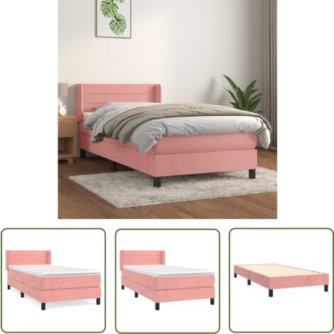 The Living Store Boxspringbett mit Matratze Rosa 90x200 cm Samt - Samtbett - Boxspringbett - Doppelbett - Rosa Bett - Betten Günstig (1/5)