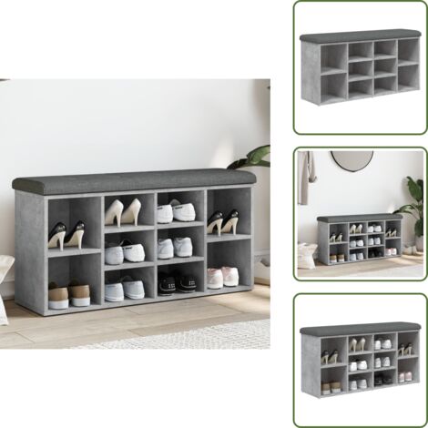 INLIFE Schuhbank In Räuchereiche – 102x32x50 Cm, Mit Sitzkissen, Bis 110 Kg Belastbar – Für Flur & Eingangsbereich