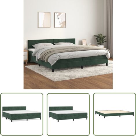 Boxspringbett mit Matratze Dunkelgrün 200x200 cm Samt main image 1