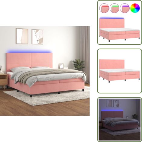 Boxspringbett Rosa Boxspringbett mit Matratze & LED Rosa 200x200 cm Samt - Boxspringbett ...