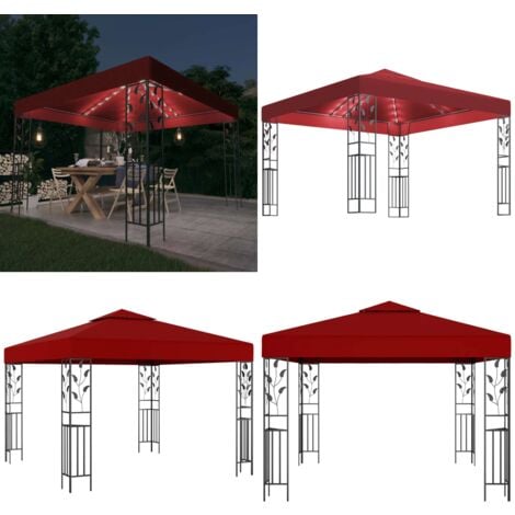 Pavillon mit LEDLichterkette 3x3 m Weinrot Gartenzauber Pavillon