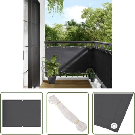 The Living Store BalkonSichtschutz Anthrazit 75x800 cm 100 Polyester