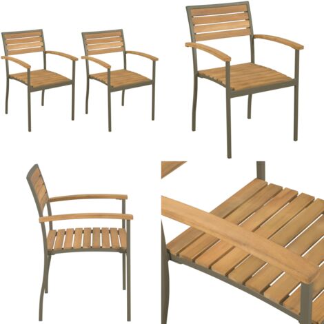 2 Stapelbare Gartenstühle Aus Textilene – Braun, Mit Stahlrahmen, Für Balkon, Terrasse & Kleine Räume
