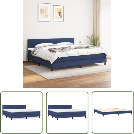 The Living Store Boxspringbett mit Matratze Blau 200x200 cm Stoff - Boxspringbett - Doppelbett - Schlafsystem - Bettenrahmen - Blau (1/5)