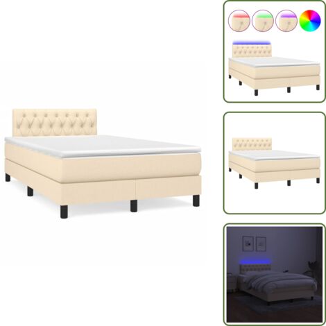 Boxspringbett mit Matratze Creme 120 x 190 cm Stoff