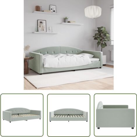The Living Store Tagesbett Hellgrau 100x200 cm Samt - Sofa - Schlafsofa - Tagesbett - Gästebett - Samtcouch