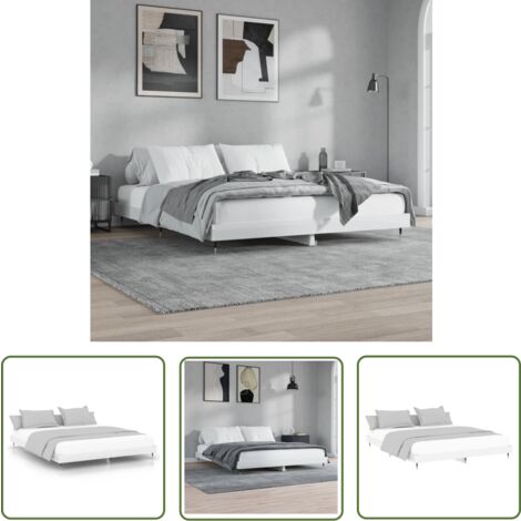 The Living Store Bettgestell Hochglanz-Weiß 140x200 cm Holzwerkstoff - Betten - Bettgestell - Doppelbett - Weißes Bett - Holzrahmen (1/5)