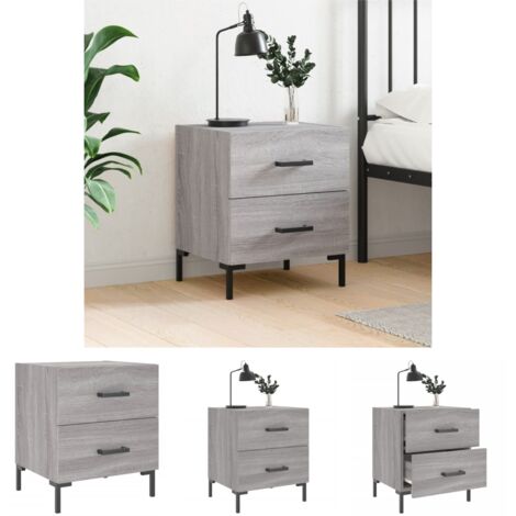 The Living Store Nachttisch Grau Sonoma 40x35x47,5 cm Holzwerkstoff - Nachttische (1/5)