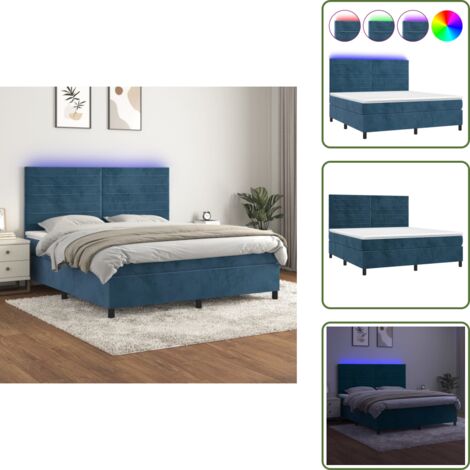 Boxspringbett mit Matratze Dunkelblau 180x200 cm Samt