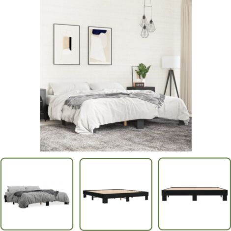 Produktbild von Annlera Bettgestell 203x90x35cm Schwarz Stoff,Sperrholz