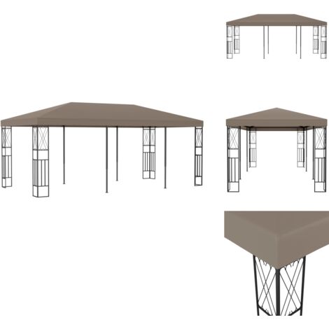 Pavillon 6x3 m Taupe Stoff Gartenzauber Gartenparty Sonnenschutz