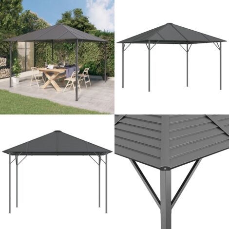Pavillon mit Dach 3x3 m Anthrazit Gartenpavillon Partyzelt