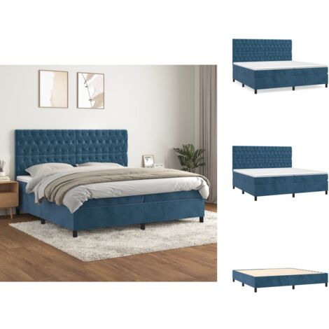 Boxspringbett mit Matratze Dunkelblau 200x200 cm Samt