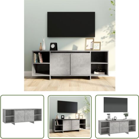The Living Store TV-Schrank Betongrau 130x35x50 cm Holzwerkstoff - TV-Schrank - Lowboard - Holzmöbel - Fernsehtisch - Beton Grau (1/5)