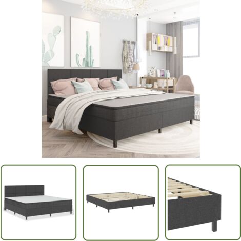 Boxspringbett mit Matratze Dunkelgrau 200x200 cm Stoff