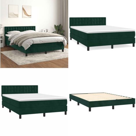 Boxspringbett mit Matratze Dunkelgrün 140x190 cm Samt - Samtbett - Boxspringbett - Doppelbett - Bettauflage - Matratze - Home & Living (1/5)
