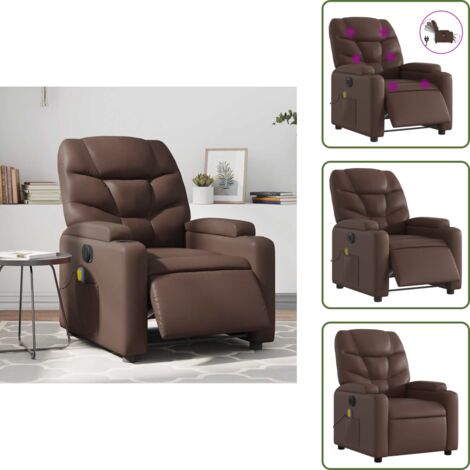 The Living Store Massagesessel Elektrisch Braun Kunstleder - Massage Sessel - Elektrischer Sessel - Relaxsessel - Fernsehsessel - Leder Sessel (1/5)