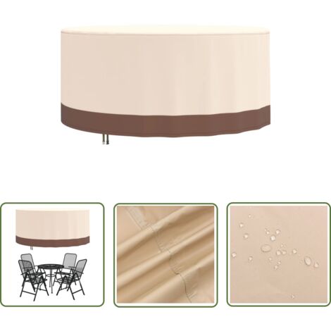 The Living Store GartenmöbelAbdeckung Rund Beige Ø 183x71 cm 600D