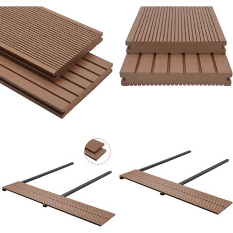 WPC Massive Terrassendielen mit Zubehör 26 m² 2,2 m Hellbraun Holz