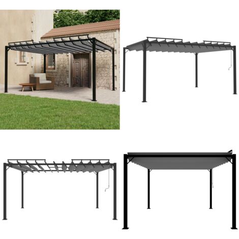 Pergola mit Lamellendach 3x4 m Anthrazit Stoff und Aluminium