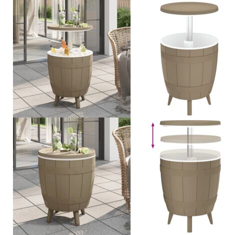 3-in-1 Tisch mit Eiskühler Hellbraun Polypropylen - Grilltisch - Partytisch - Outdoortisch - Kühlttisch - Biergartenmöbel - Home & Living (1/5)
