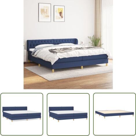 The Living Store Boxspringbett mit Matratze Blau 200x200 cm Stoff - Boxspringbett - Doppelbett - Blau - Bettsofa - Lattenrost (1/5)