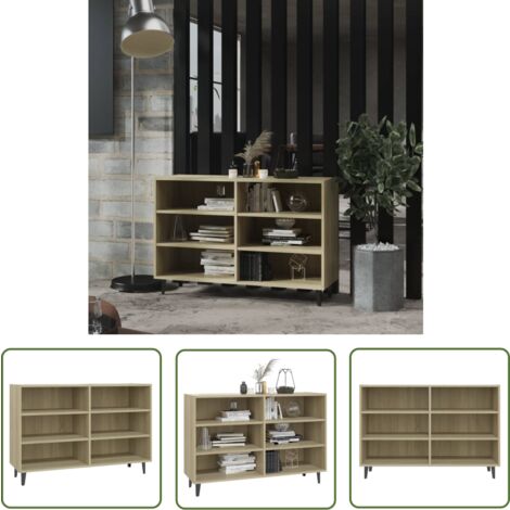 The Living Store Sideboard Sonoma-Eiche 103,5x35x70 cm Holzwerkstoff - Industrielles Sideboard - Holz Sideboard - Regal - Wohnzimmermöbel - Wohnraumgestaltung (1/5)