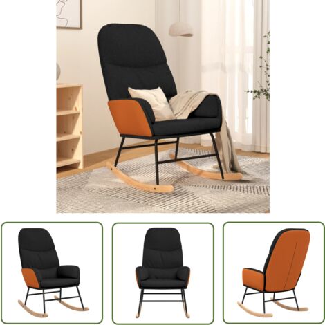 The Living Store Schaukelstuhl Schwarz Stoff - Schaukelstuhl - Gartenstuhl - Lounge Chair - Outdoor Möbel - Esszimmerstuhl (1/5)
