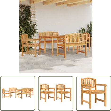 The Living Store 5tlg. GartenEssgruppe Massivholz Teak Gartenmöbel
