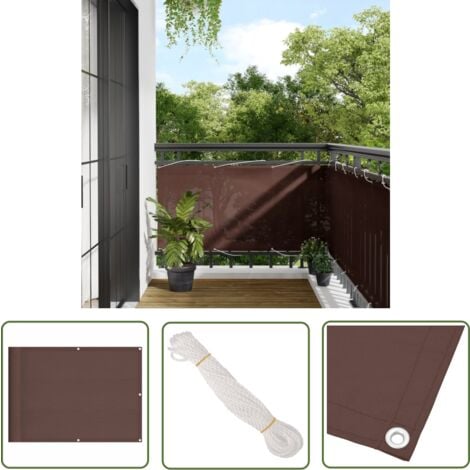 The Living Store BalkonSichtschutz Braun 75x700 cm 100 Polyester