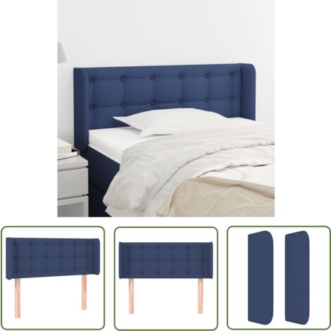 The Living Store Kopfteil mit Ohren Blau 93x16x78/88 cm Stoff - Bettkopfteil - Kopfteil - Bettsofa - Schlafzimmereinrichtung - Blau (1/5)