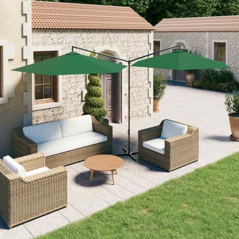 Sonnenschirm Mit Aluminium-Mast – Ø 270 Cm, Grün, UV-Schutz, Kurbelmechanismus Für Garten