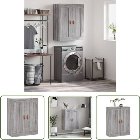 The Living Store Wandschrank Grau Sonoma 69,5x34x90 cm Holzwerkstoff - Hängeschrank - Wandschrank - Regal - Aufbewahrung - Sideboard (1/5)
