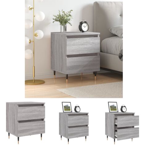The Living Store - Nachttisch Grau Sonoma 40x35x50 cm Holzwerkstoff (1/5)