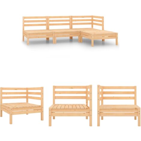 The Living Store - 4-tlg. Garten-Lounge-Set Massivholz Kiefer (1/5)